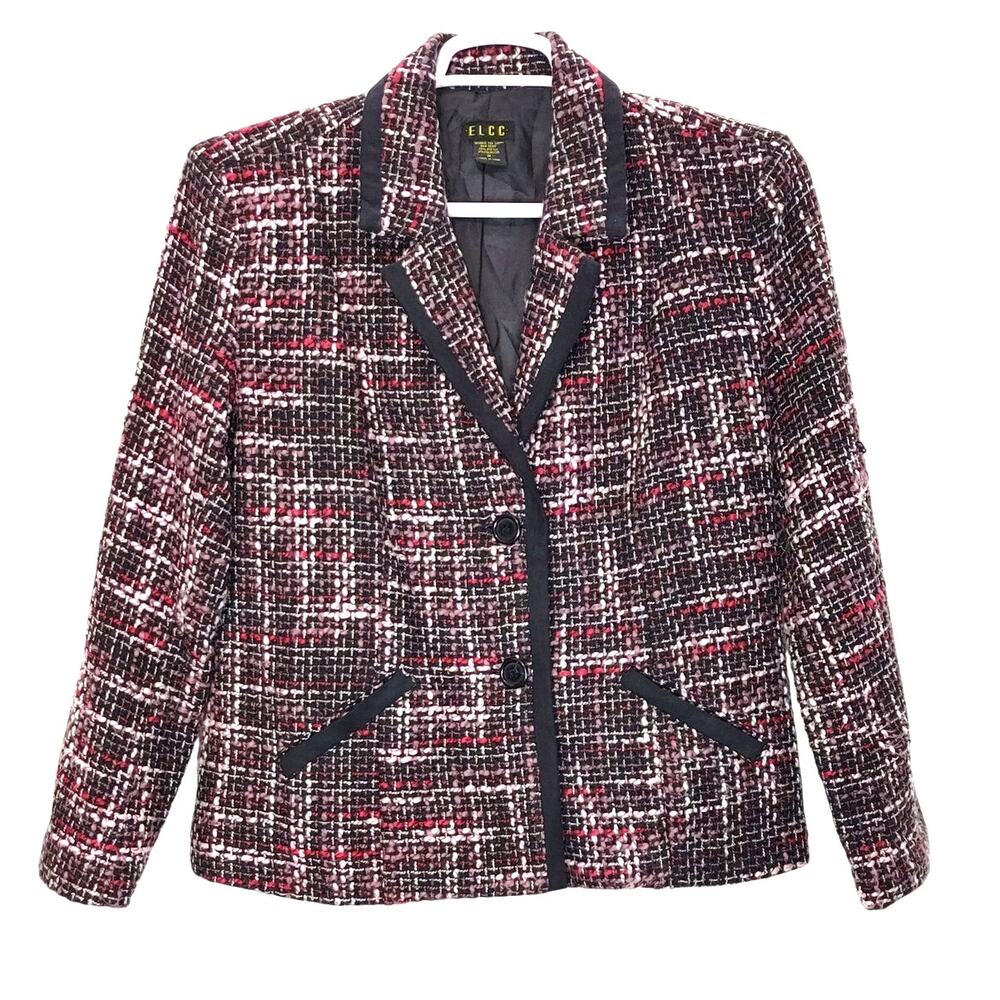 ELCC Single Breasted Tweed Blazer Notched Lined Multicolor Women's Size Medium